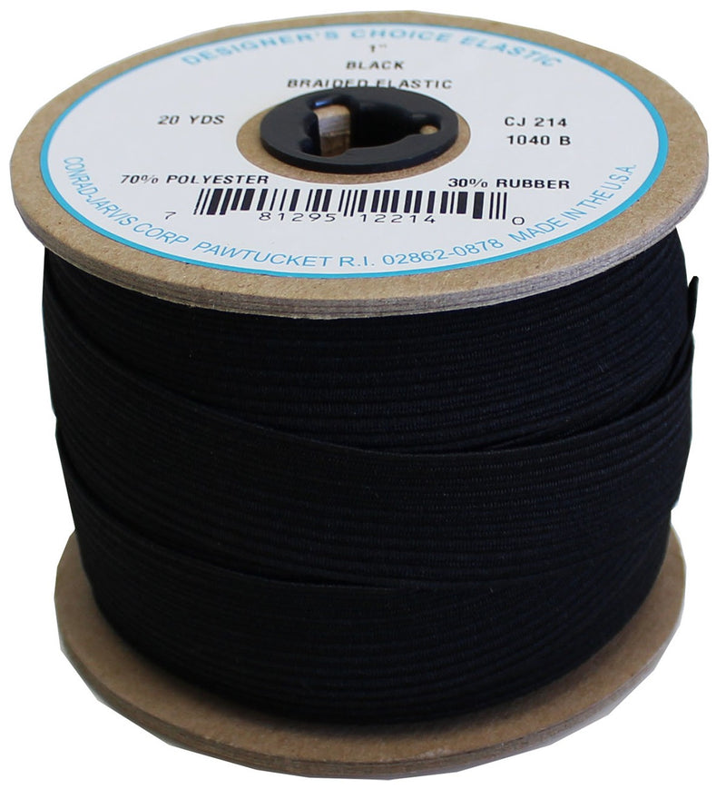 Braid Elastic 1in x 20yd Black