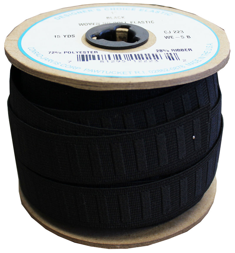 Woven No Roll Elastic 1in x 15yd Black