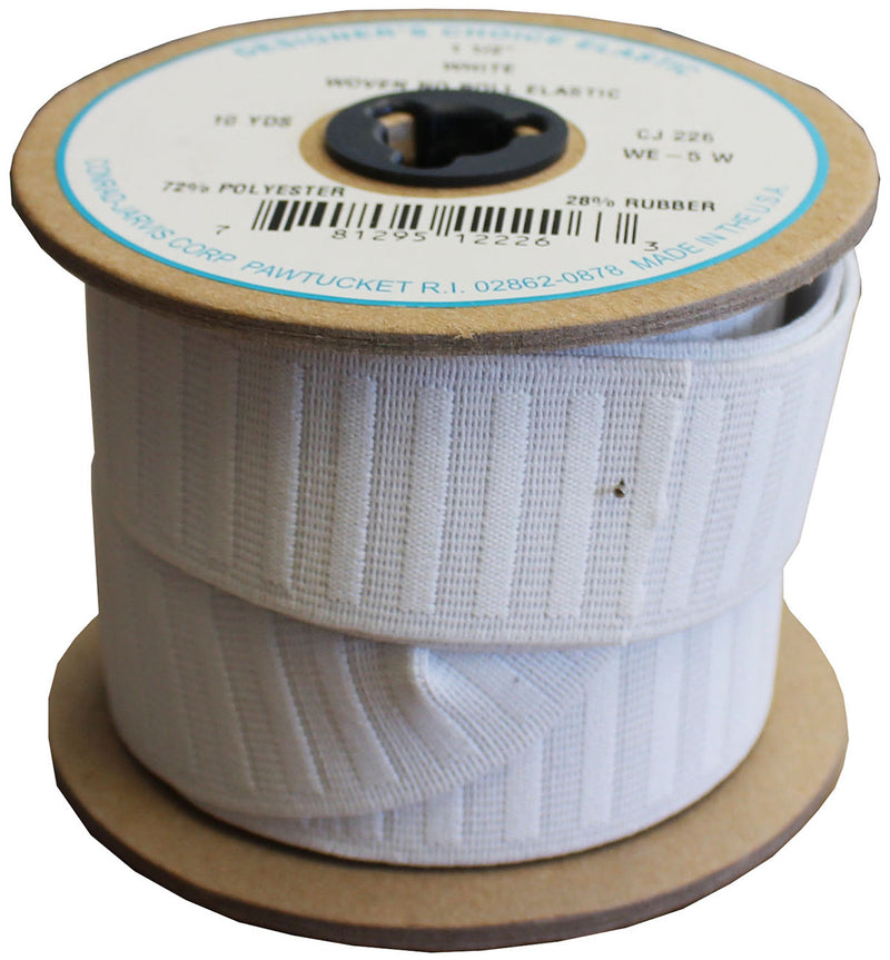 Woven No Roll Elastic 1-1/2in x 10yd White