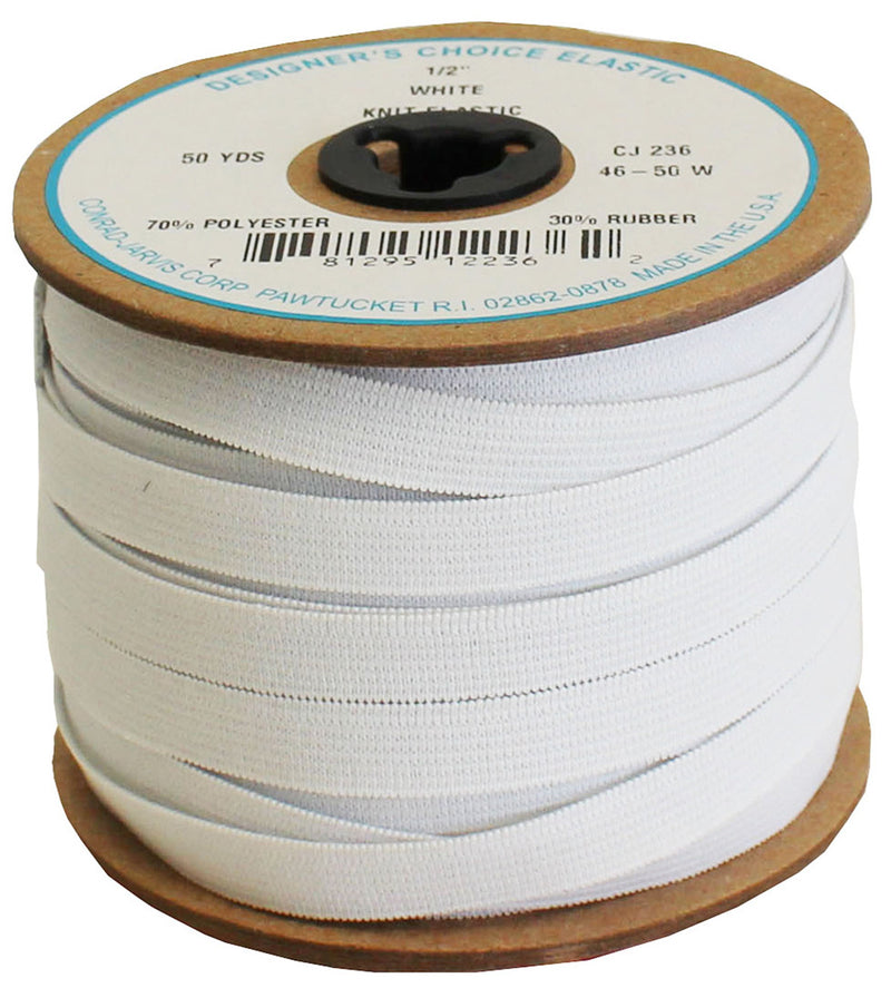 Knit Soft Elastic 1/2in x 50yd White