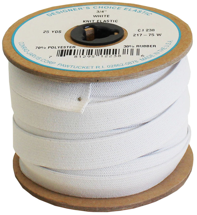 Knit Elastic Calendered 3/4in x 25yd White