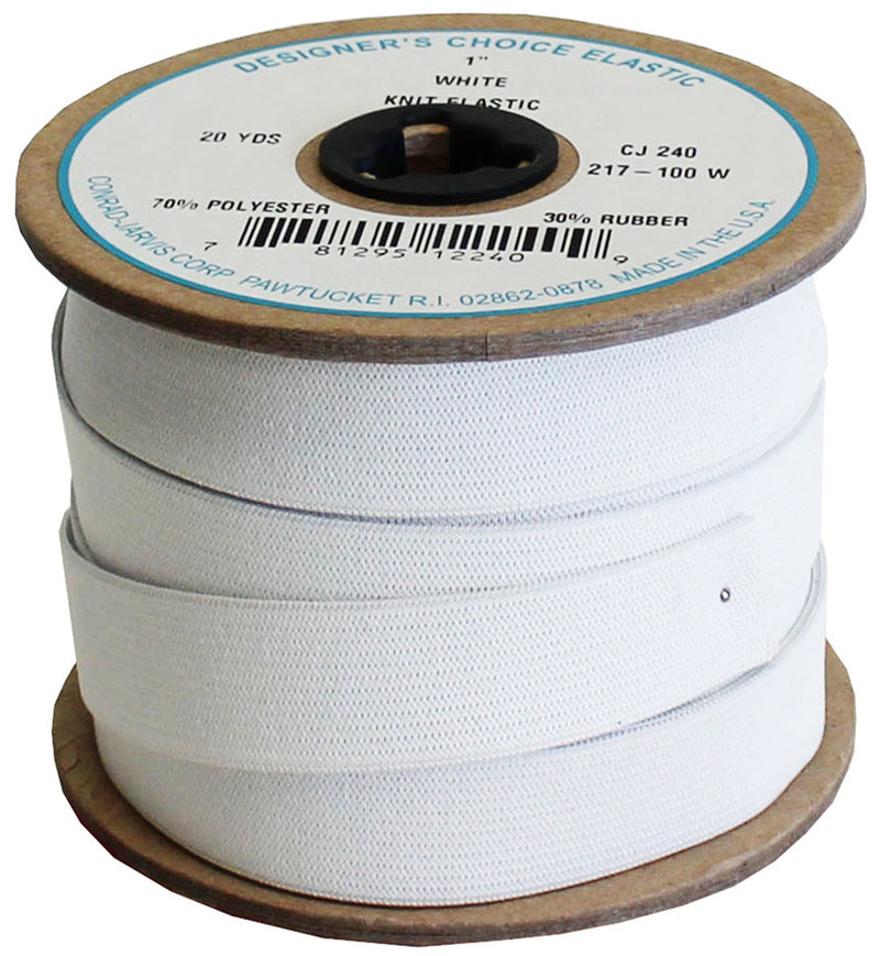 Knit Elastic Calendered 1in x 20yd White