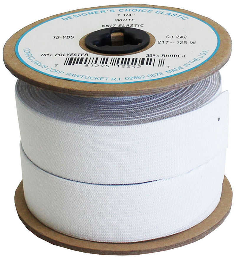 Knit Elastic Calendered 1-1/4in x 15yd White