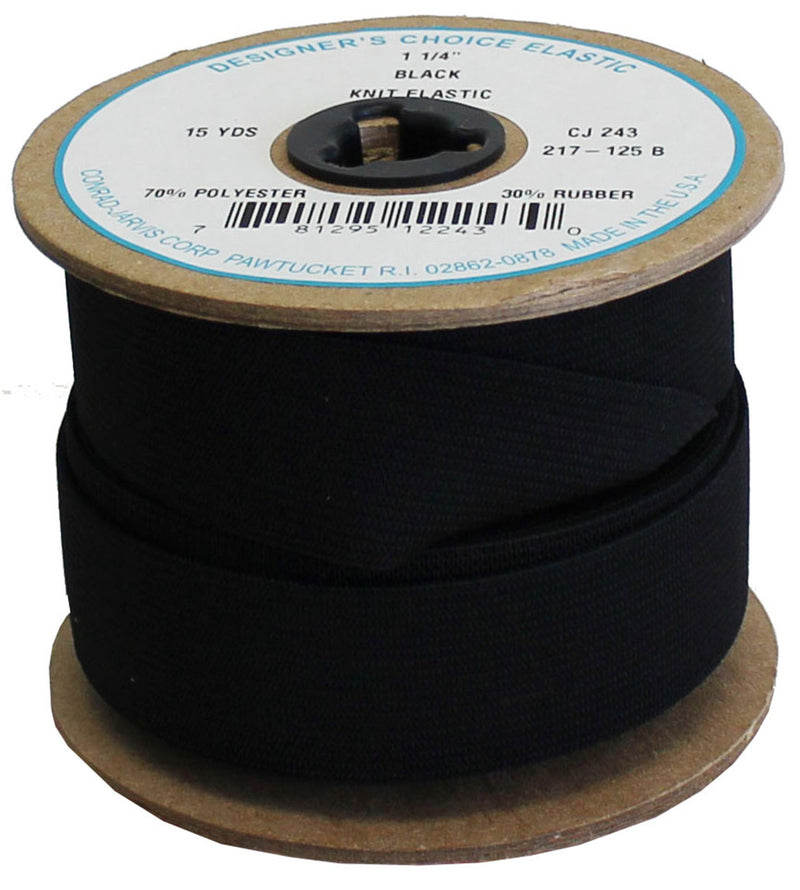 Knit Elastic Calendered 1-1/4in x 15yd Black