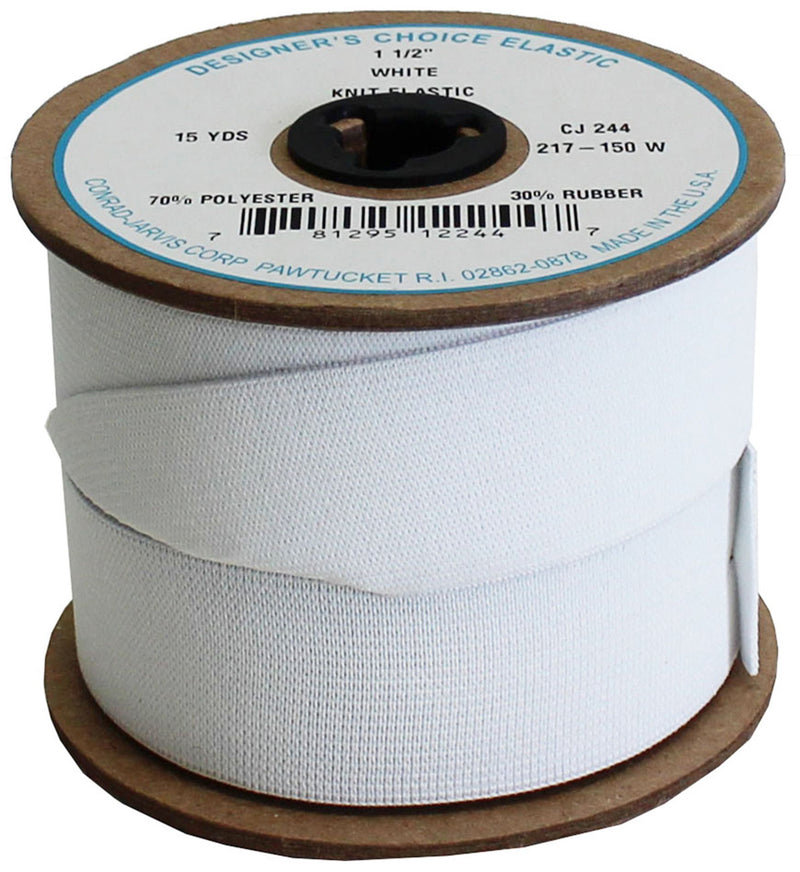 Knit Elastic Calendered 1-1/2in x 15yd White