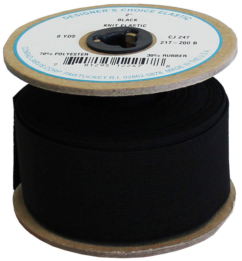 Knit Elastic Calendered 2in x 8yd Black