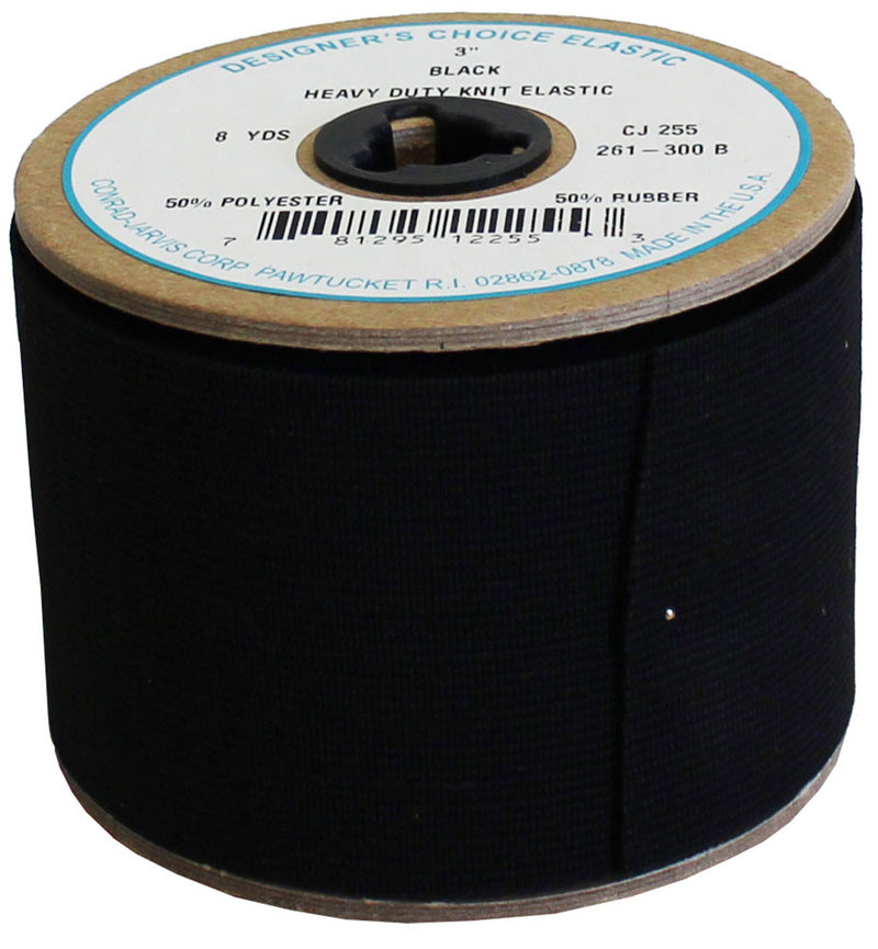 Knit Corset Elastic 3in x 8yd Black