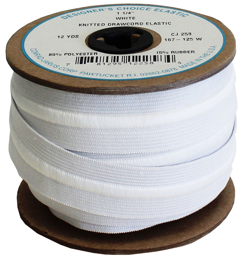Soft Draw Cord Elastic 1-1/4in x 12yd White