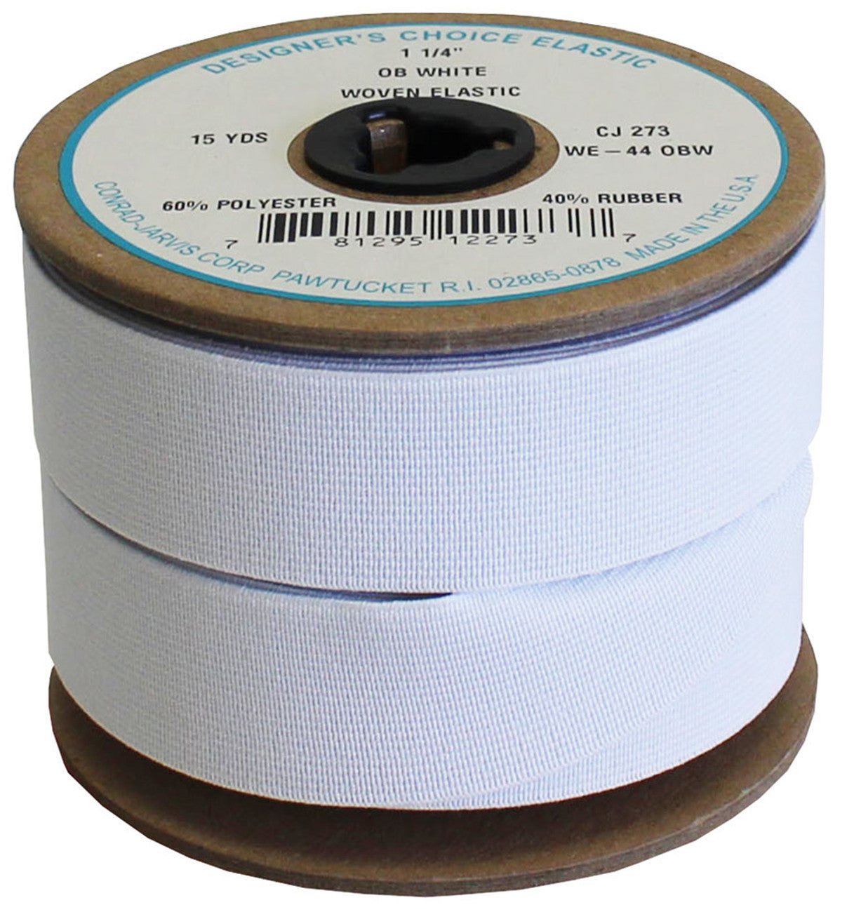 Woven Girdle Elastic 1-1/4in x 15yd White