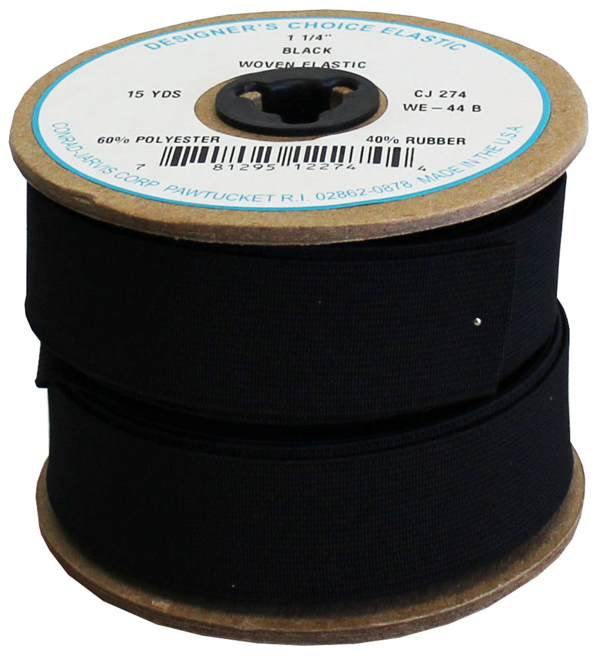 Woven Girdle Elastic 1-1/4in x 15yd Black