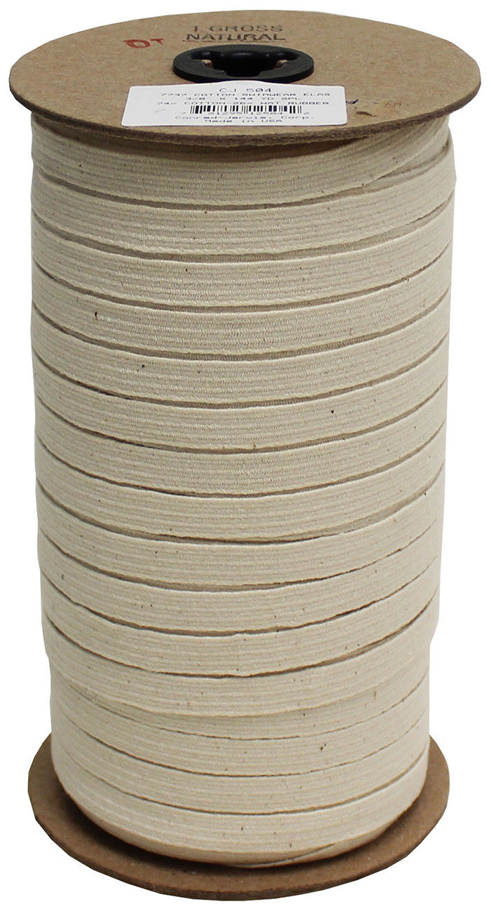 Cotton Braid Elastic 3/8in x 144yd Natural