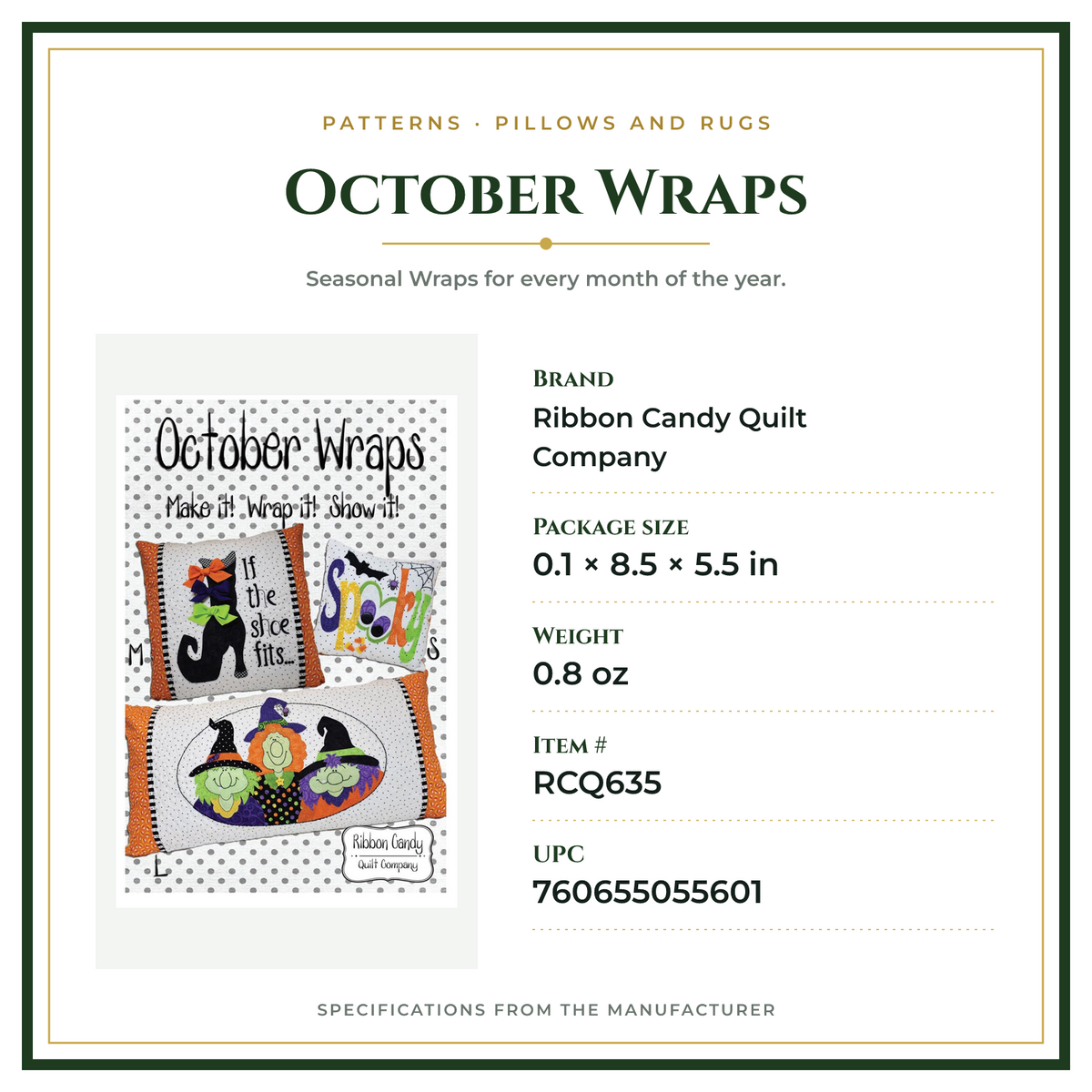 Product Specifications – October Wraps