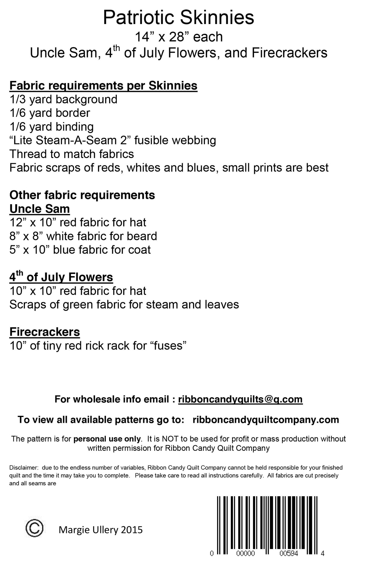 Patriotic Skinnies - Fusible Applique