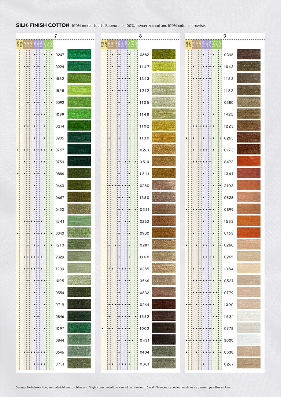 Mettler Silk Finish Cotton Color Card