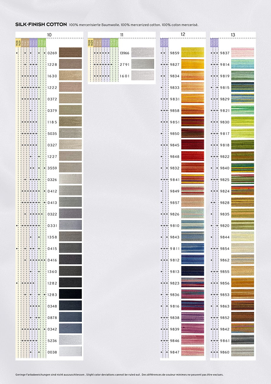 Mettler Silk Finish Cotton Color Card
