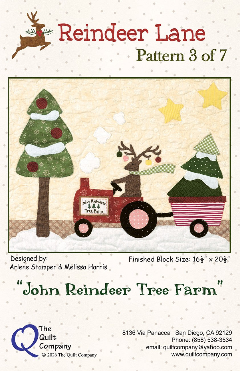 John Reindeer Tree Farm - Reindeer Lane Block of the Month Pattern 3