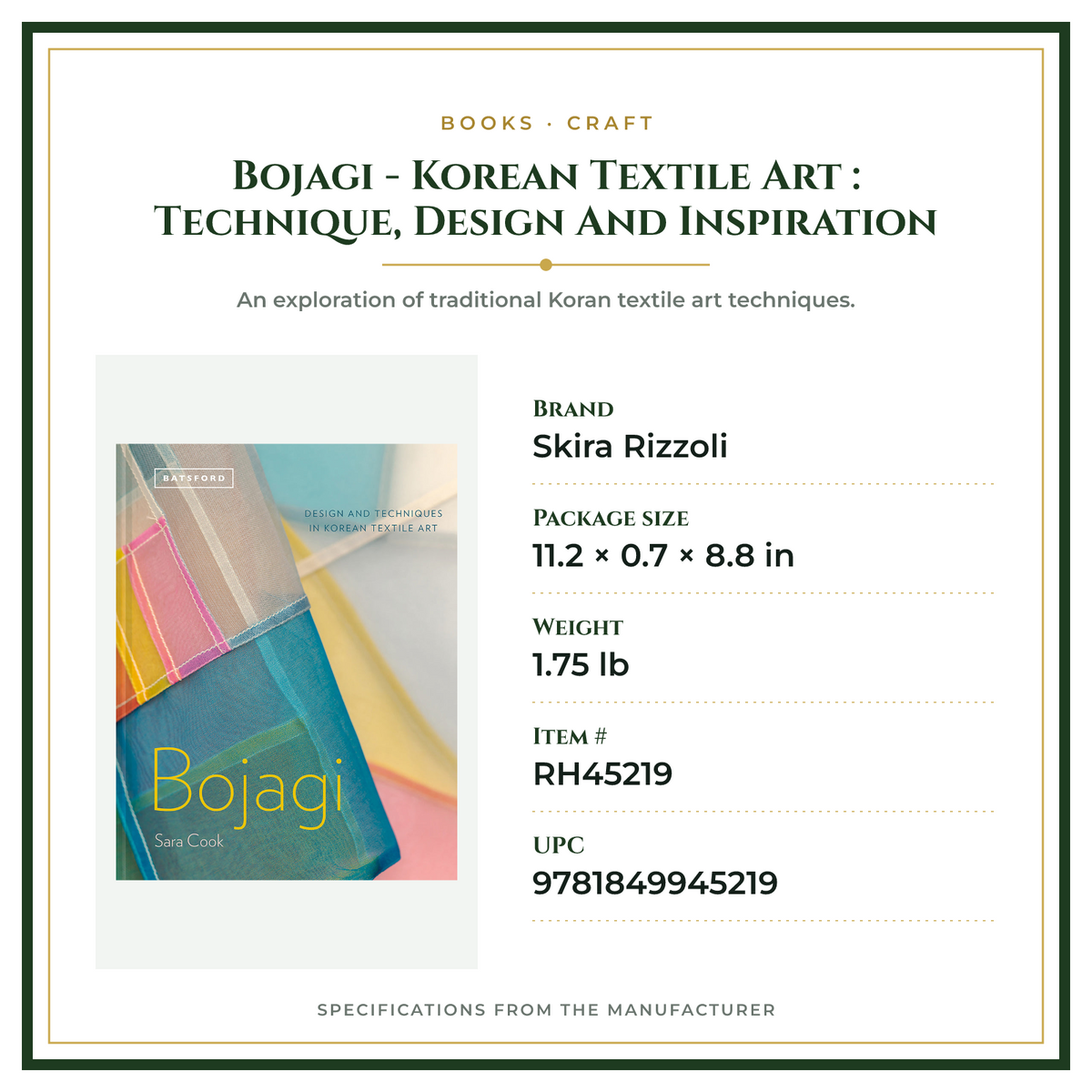 Product Specifications – Bojagi - Korean Textile Art : Technique, Design And Inspiration