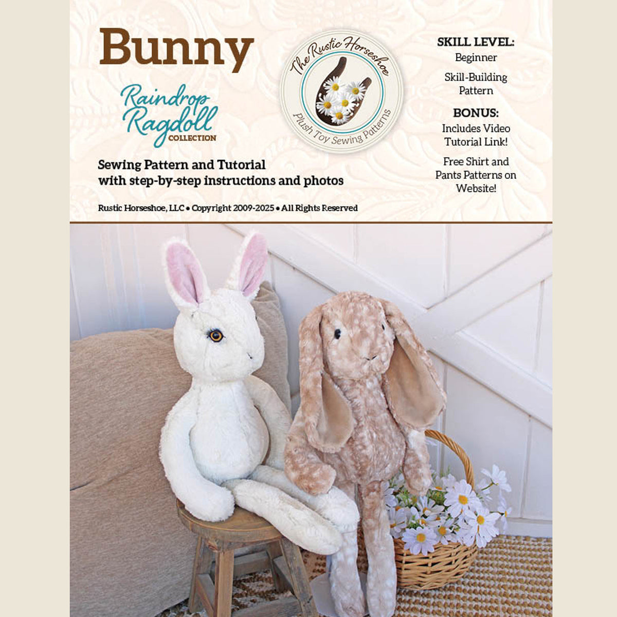 Raindrop Ragdoll Bunny Sewing Pattern and Tutorial — Countryside Quilts™