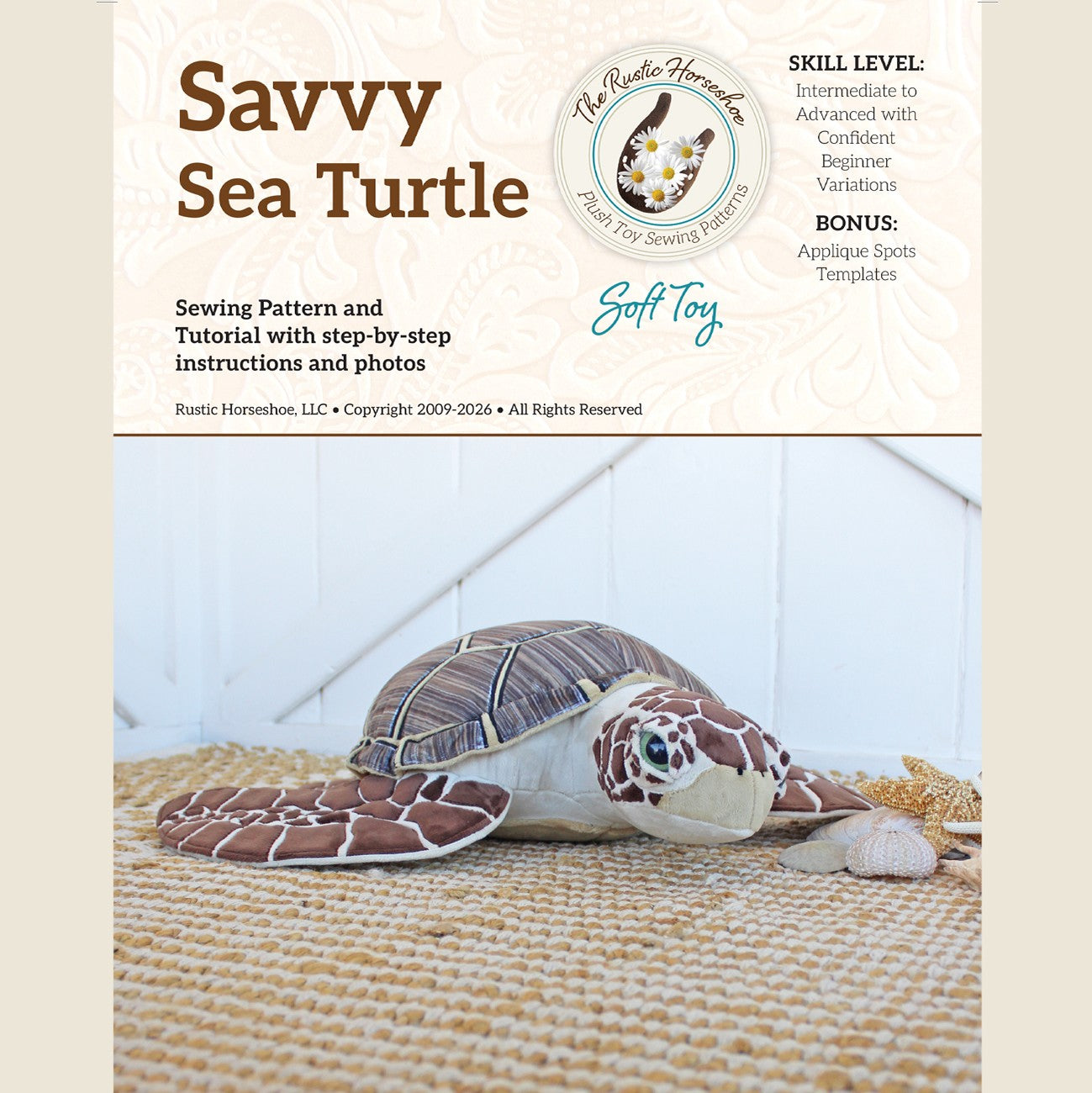 Savvy Sea Turtle Plushie Sewing Pattern and Tutorial
