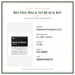 Product Specifications – Rit Dye Back to Black Kit