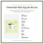 Product Specifications – Omnigrip 10in Square Ruler
