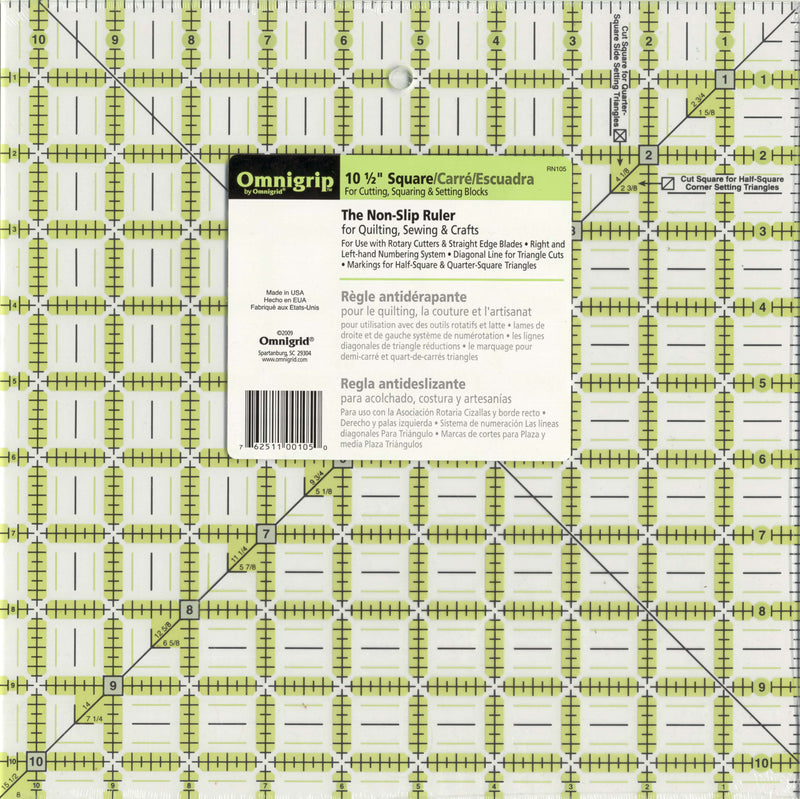 Omnigrid Omnigrip Neon Ruler 10 1/2in Square