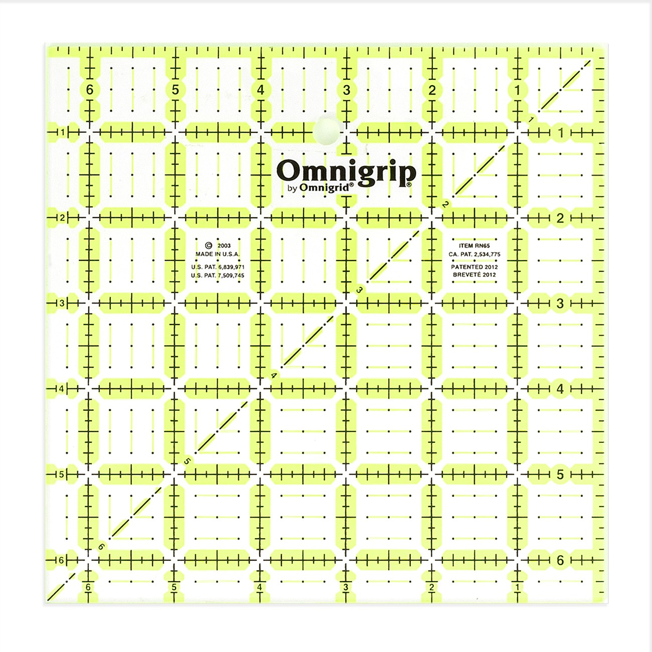 Omnigrid Omnigrip Neon Ruler 6-1/2in x 6-1/2in
