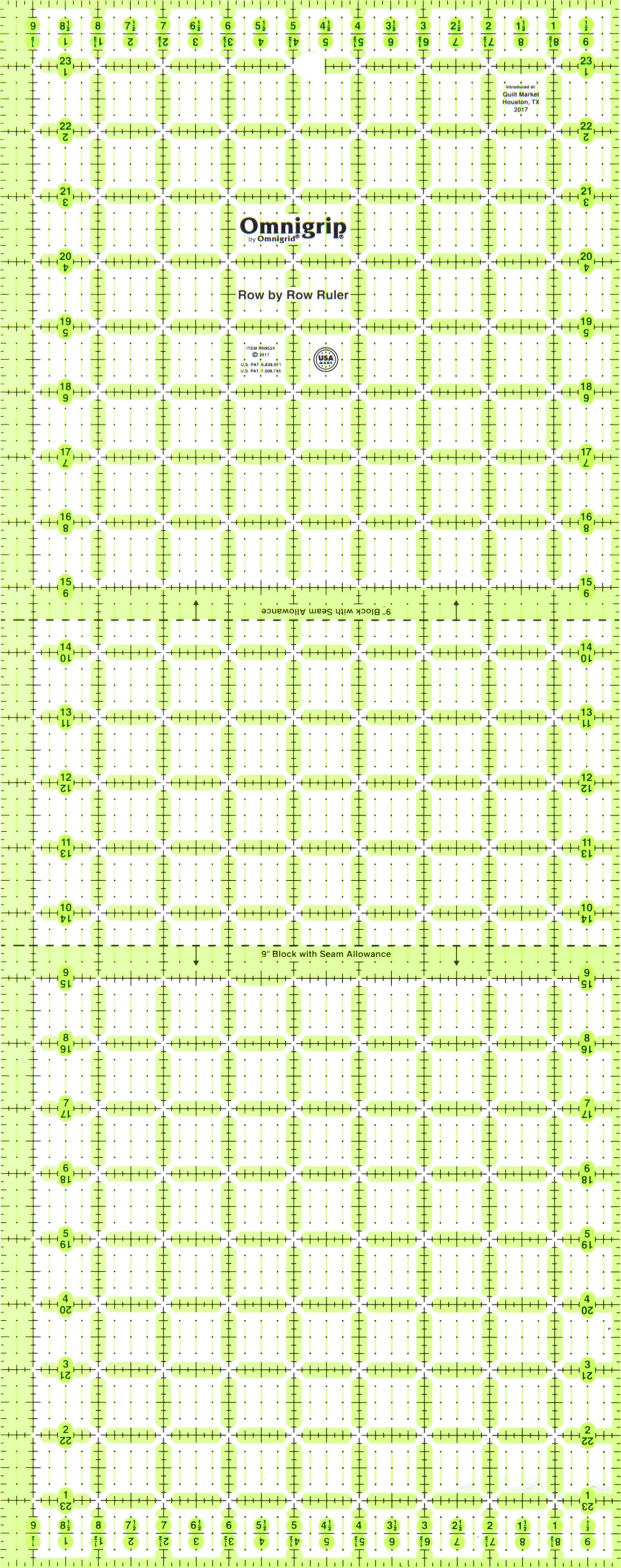 Omnigrip Ruler Row By Row 9-1/2in x 24in