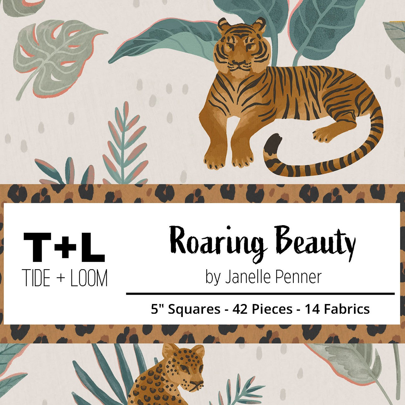 5in Squares, Roaring Beauty, 42pcs, 2-4 Pieces of Each Print