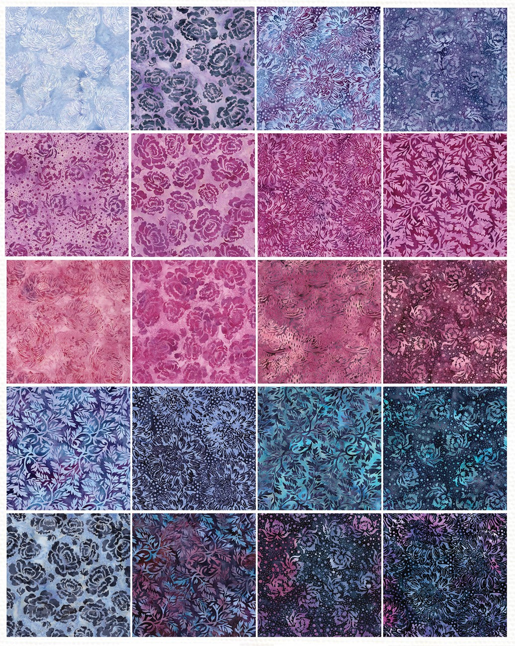 Fat Quarter Bundles Rosy Bloom 20pcs, 1 Piece of Each Print