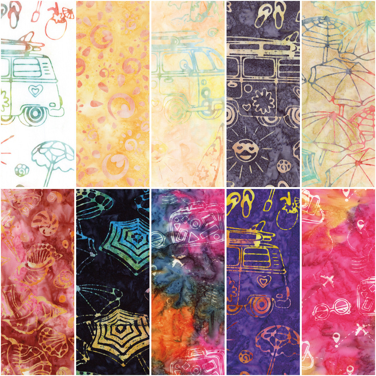 Batiks Places You'll Go Groovy Town 2.5 Inch Rolie Polie D, 40 Pcs.