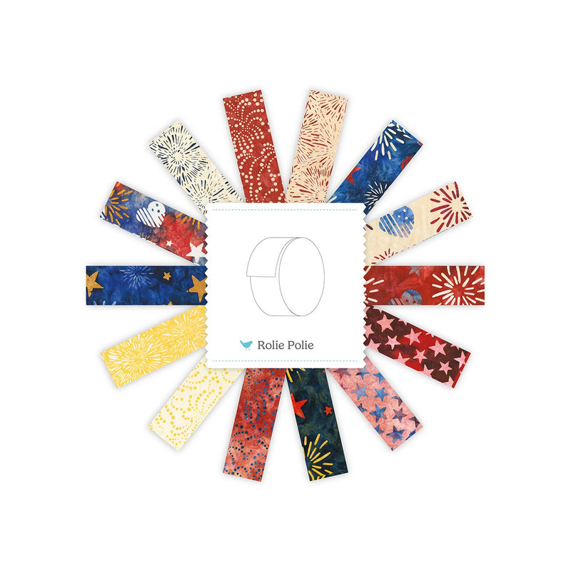 Batiks Spark of Celebration Old Glory 2.5 Inch Rolie Polie B, 40 Pcs.