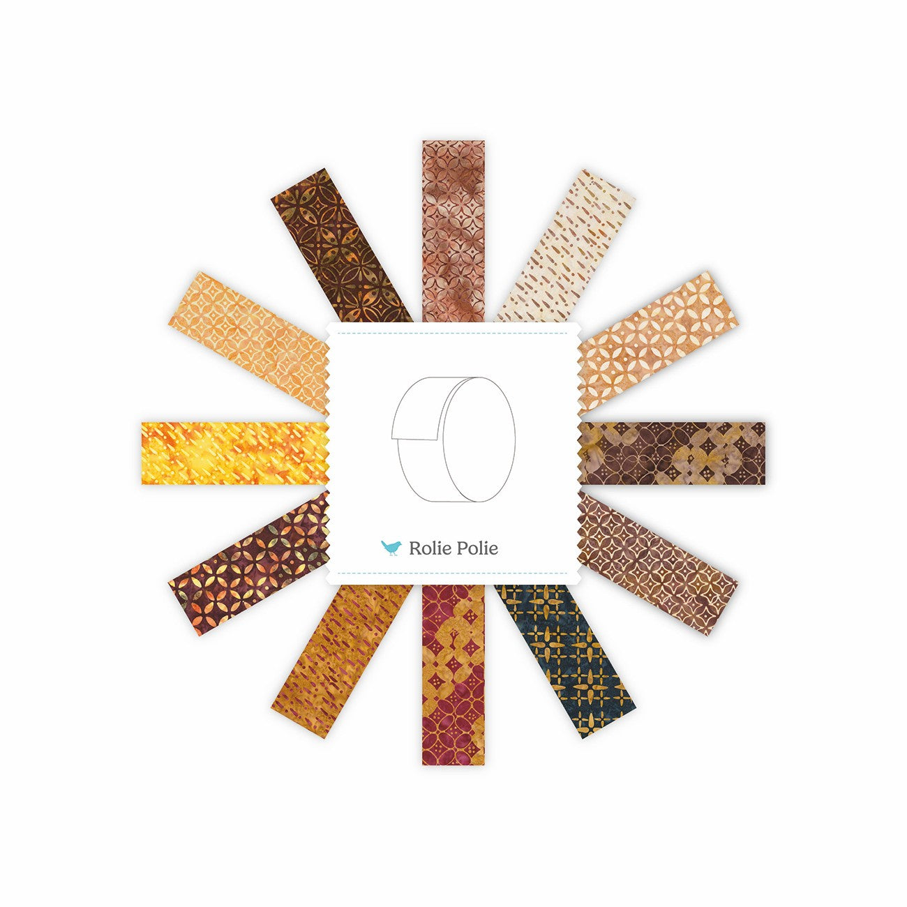 Batiks Echoes Sandstone 2.5 Inch Rolie Polie A, 40 Pcs.