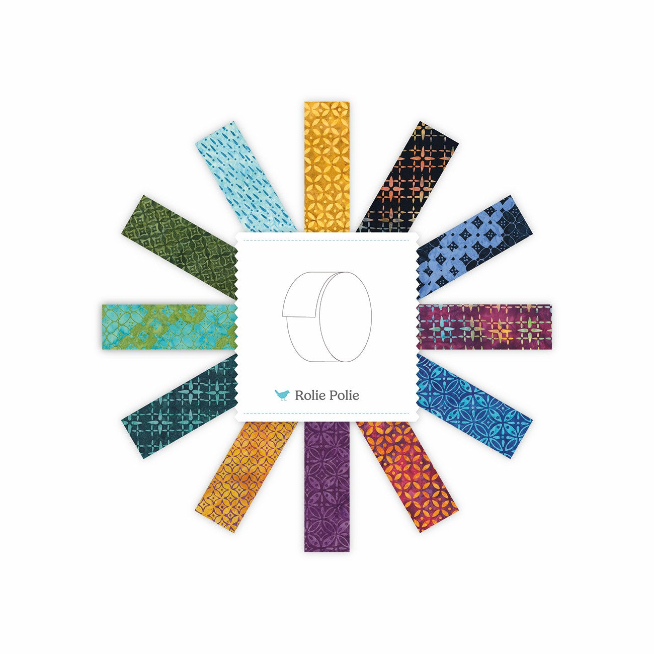 Batiks Echoes Electric Pulse 2.5 Inch Rolie Polie B, 40 Pcs.