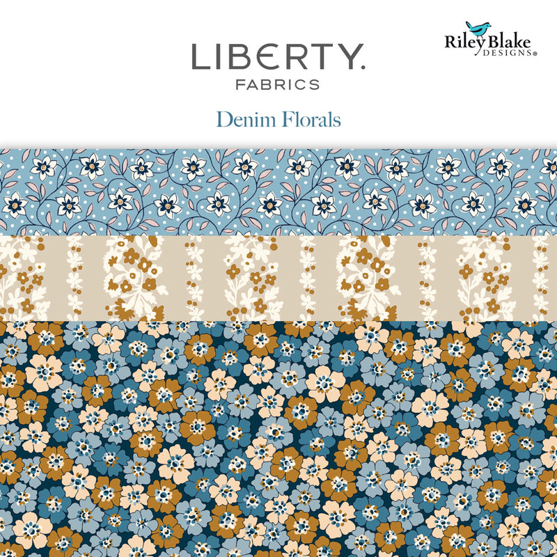 Liberty Denim Florals 2.5 Inch Rolie Polie, 40 Pcs.