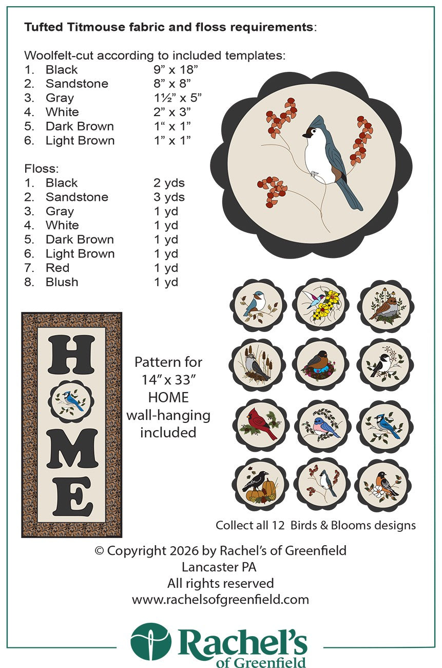 Tufted Titmouse Mat Pattern