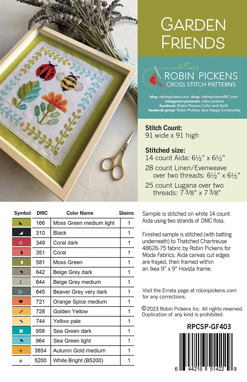 Garden Friends Cross Stitch Pattern