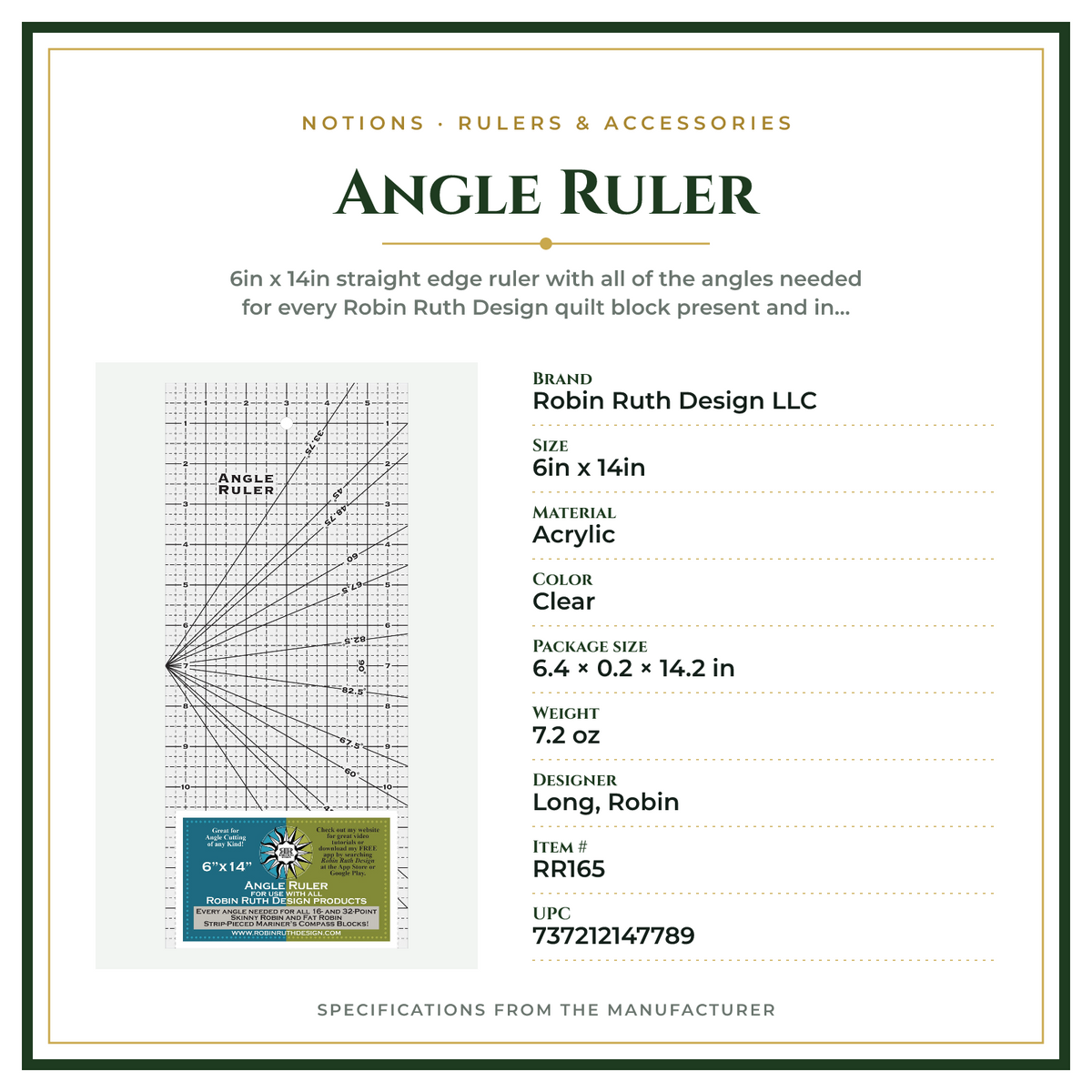 Product Specifications – Angle Ruler