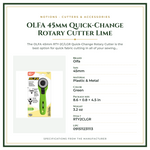 Product Specifications – OLFA 45mm Quick-Change Rotary Cutter Lime
