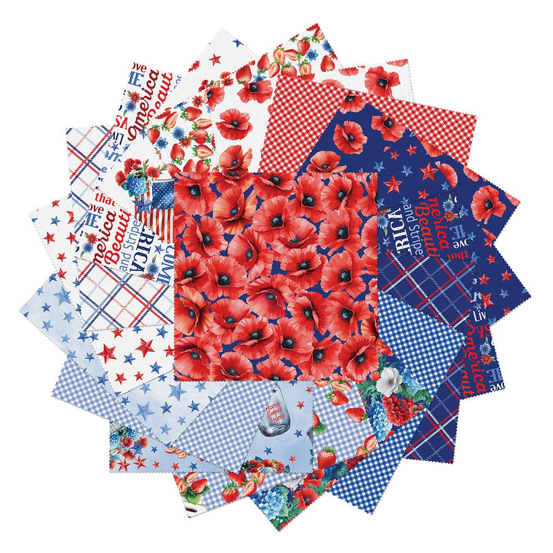 10in Squares Red, White & Sweet, 42pcs/bundle