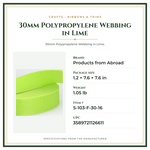 Product Specifications – 30mm Polypropylene Webbing in Lime