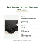 Product Specifications – 25mm Polypropylene Webbing in Black