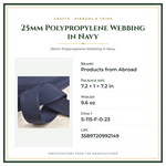 Product Specifications – 25mm Polypropylene Webbing in Navy