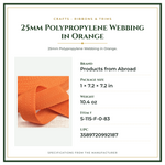 Product Specifications – 25mm Polypropylene Webbing in Orange