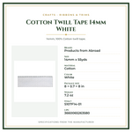 Product Specifications – Cotton Twill Tape 14mm White