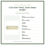 Product Specifications – Cotton Twill Tape 14mm Ivory