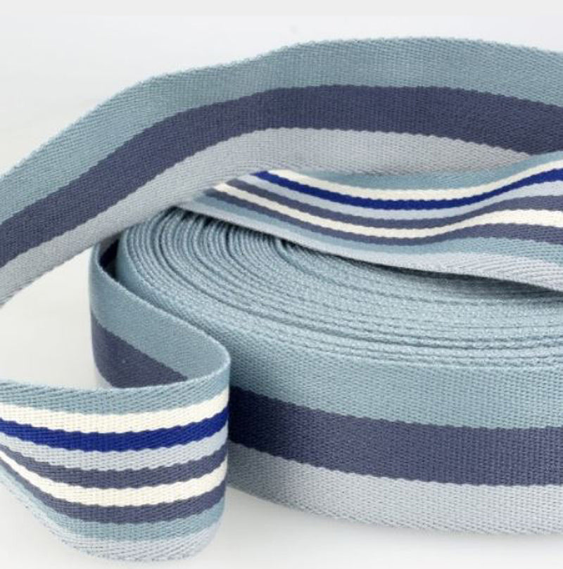 Double Sided Striped Webbing 40mm Blues