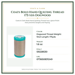 Product Specifications – Coats Bold Hand Quilting Thread 175 yds Dogwood