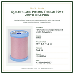 Product Specifications – Quilting and Piecing Thread 35wt 250yd Rose Pink