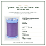 Product Specifications – Quilting and Piecing Thread 35wt 250yd Violet